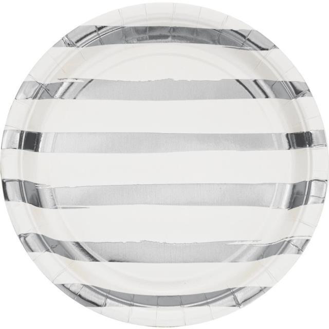 Rental store for WHITE SILVER FOIL 8.75  PLATE, 16 PK in State College PA